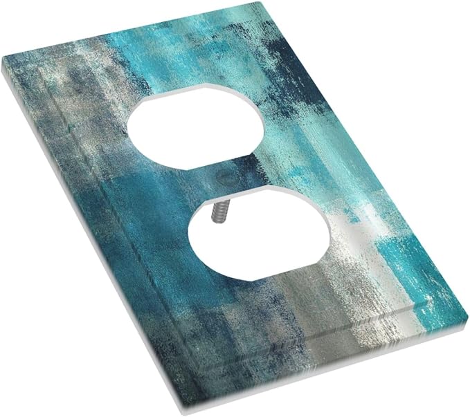 Outlet Covers Teal Blue Modern Geometric Abstract Turquoise Green 1 Gang Duplex - Image 3