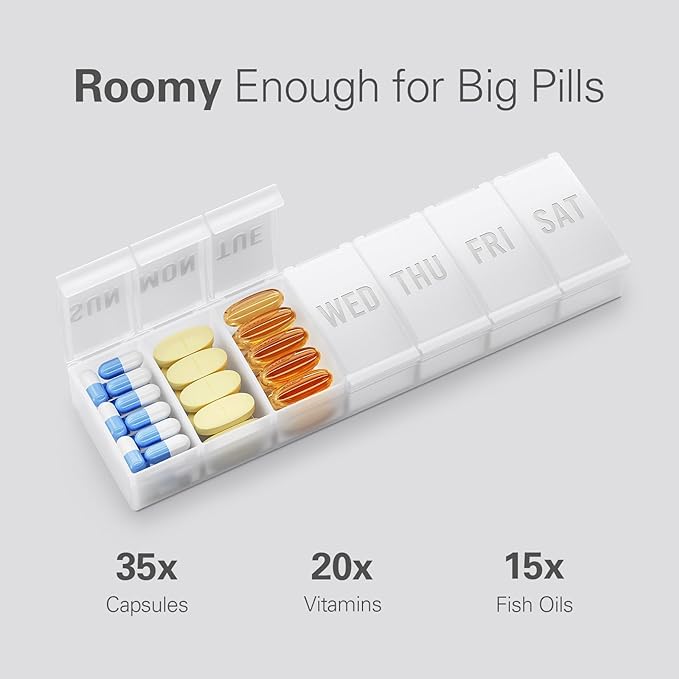 Barhon Pill Organizer Large, Weekly Medicine Pill Organizers, 7 Day Pills Box - Image 2