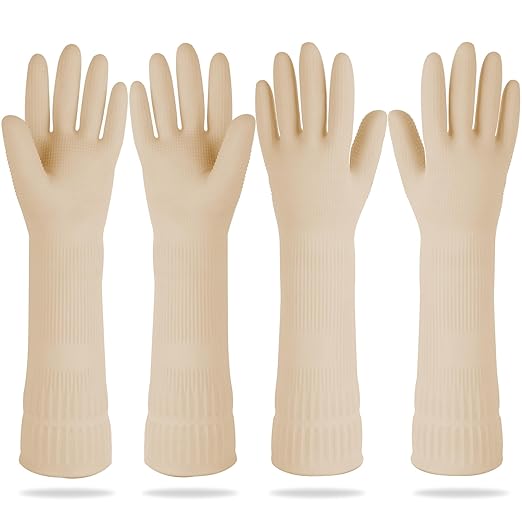 Mamison 2 Pairs Reusable Waterproof Household Dishwashing Cleaning Rubber Gloves by QualityKitchenandHome