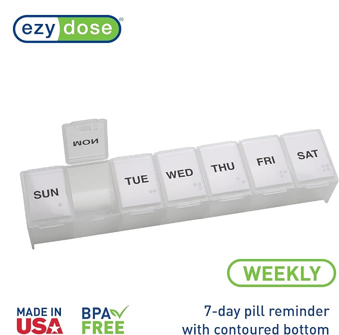 EZY DOSE Weekly Daily Pill Case, Medicine Planner, Vitamin Organizer, - Image 5