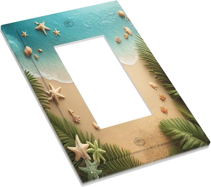 Decorative Outlet Covers Summer Beach Themed Starfish Seashells 1 Gang Single - Image 3