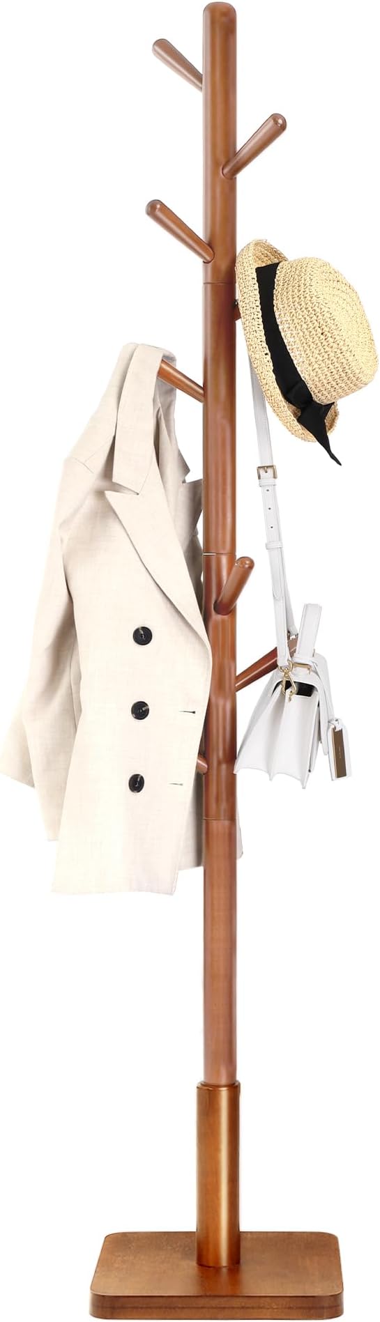 VASAGLE Solid Wood Coat Rack, Free Standing Hall Coat Tree by VASAGLEbySONGMICSHOME