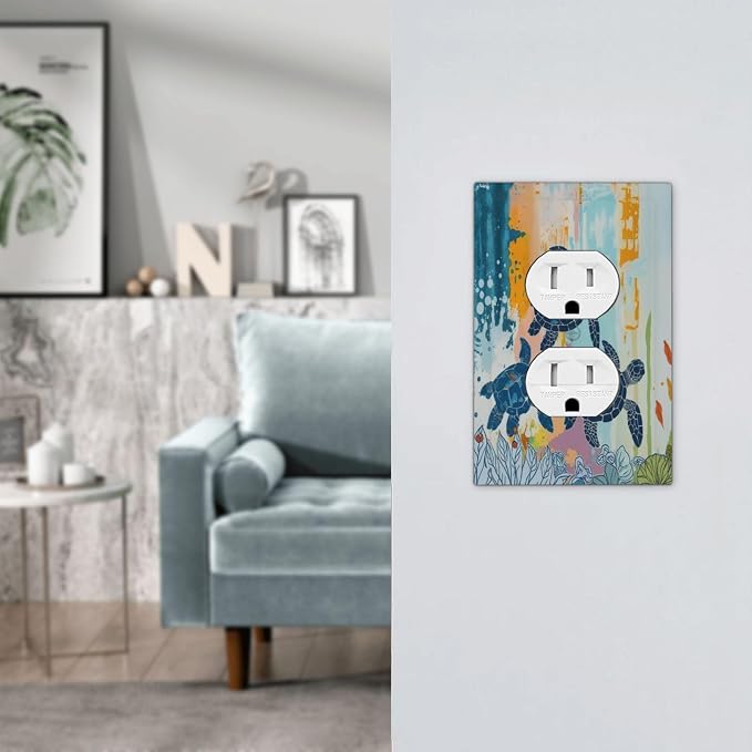 Outlet Covers Colorful Ocean Sea Turtle Marine Life 1 Gang Duplex Wall Plate - Image 7