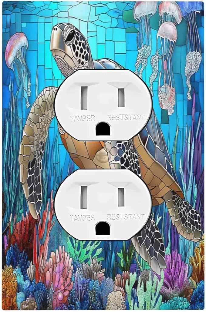 Outlet Covers Nautical Sea Turtle Coral Jellyfish 1 Gang Duplex Light Switch by Unknown