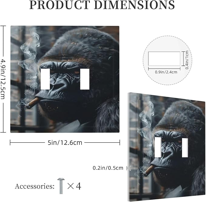 Funny Animal Smoking Black Orangutan Decorative Switch Plates 2 Gang Double - Image 5