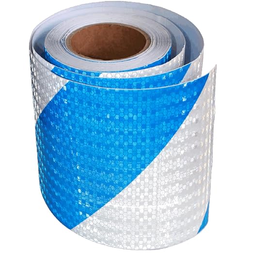 Blue and White Reflective Tape Outdoor Waterproof 8 inch X 66 feet, High by tuyrchu