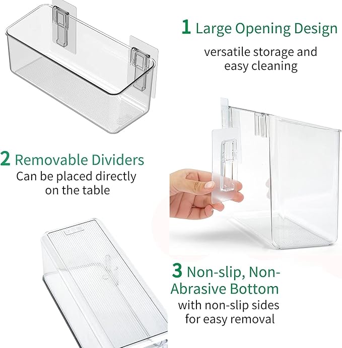 vacane 4 Pack Plastic Over Cabinet Door Organizer, Adhesive Mount Storage - Image 6