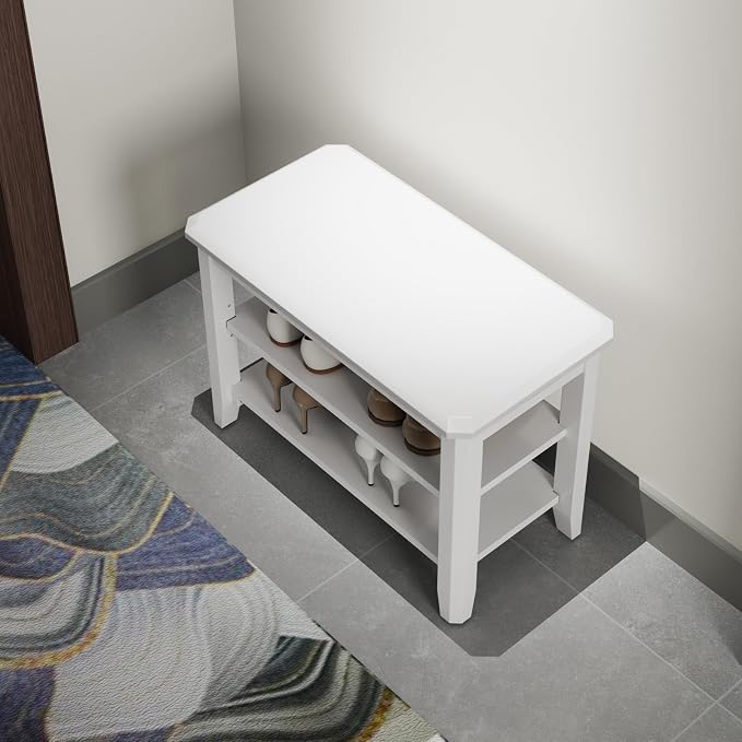 AQIMUELE Wood Shoe Rack Bench for Entryway, 2 Tier Shoe Rack for Front Door - Image 2