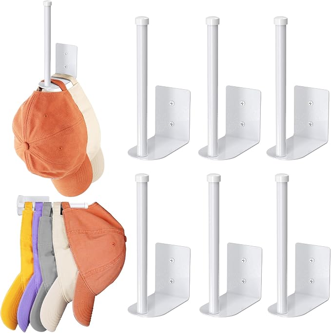 6 Pack Hat Racks for Baseball Caps, Stainless Steel Hat Organizer for Baseball by Durmmur