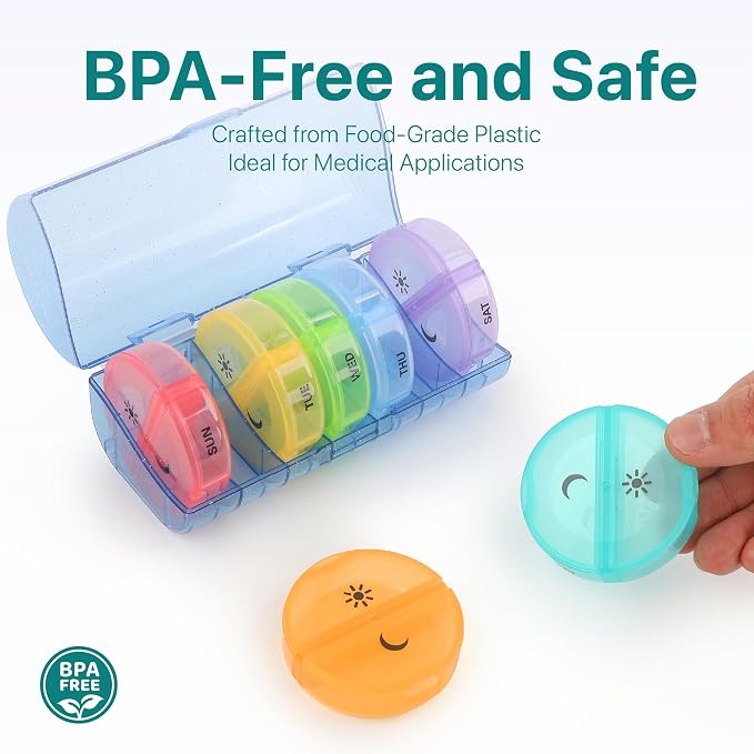 Sukuos Weekly Pill Organizer 7 Day 2 Times a Day, Large Daily Pill Box Easy to - Image 7
