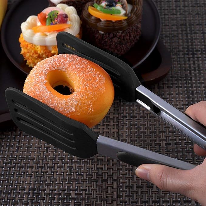 Cooking Tong 9 inches Stainless Steel Kitchen Silicone Serving Tong Heat - Image 6