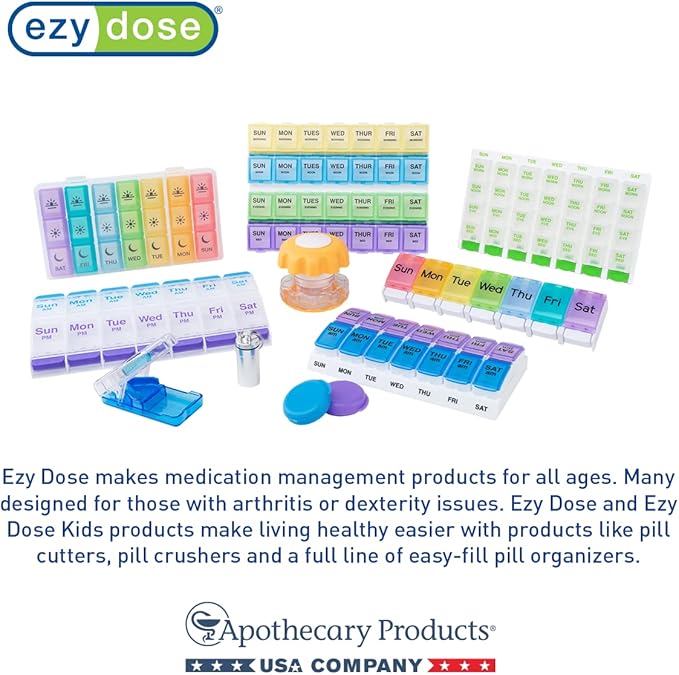 EZY DOSE Weekly Daily Pill Case, Medicine Planner, Vitamin Organizer, - Image 5