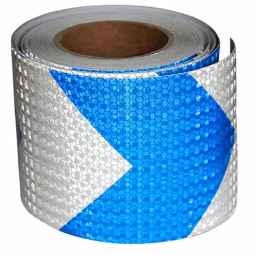 Reflective Tape Blue and White 4 inch X 66 feet, Outdoor Waterproof Hazard by tuyrchu
