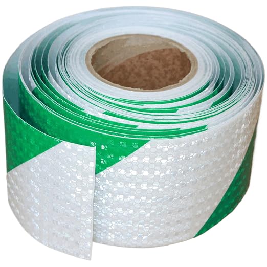 Reflective Tape Green and White 4 inch X 166 feet, Outdoor Waterproof Hazard by tuyrchu