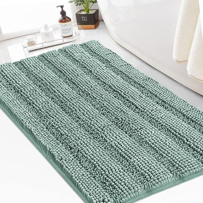 Turquoize Chenille Bath Rugs Shaggy Bathroom Rugs Non Slip Bath Mat by Turquoize