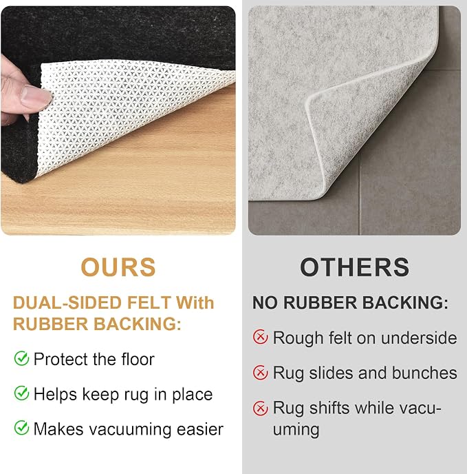 Deep Dream Dual Surface 2'x4' Rug Pad, Waterproof 1/8" Thick Felt + Natural - Image 6