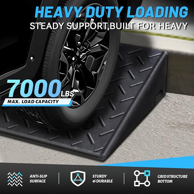 Rubber Curb Ramp, Heavy-Duty 3 T Capacity Threshold Ramps, 19.7" L x 19.7" W - Image 3
