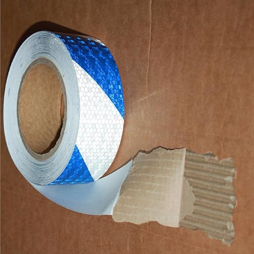 Blue and White Reflective Tape Outdoor Waterproof 1 inch X 166 feet, High - Image 2
