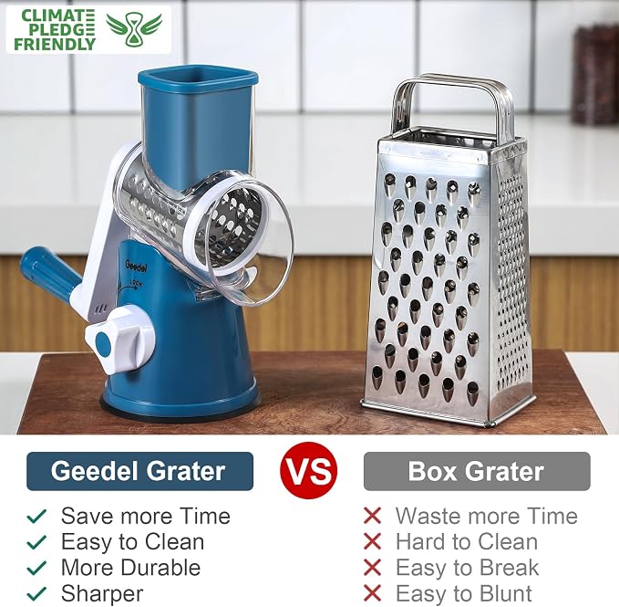 Geedel Rotary Cheese Grater, Kitchen Mandoline Vegetable Slicer - Image 2