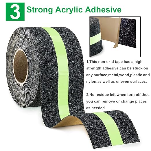 RELIANCER Anti Slip Safety Grip Tape 2inx30ft Green Glowing in The Dark Non - Image 3