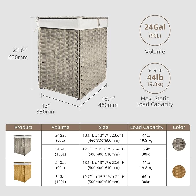 90L Foldable Outdoor Wicker Storage Basket - Image 3