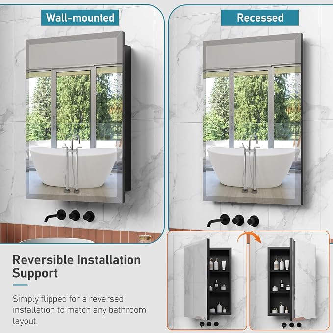 16 x 24 Inch Recessed Medicine Cabinet - Image 5
