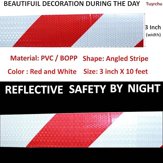 Red and White Reflective Tape Outdoor Waterproof 3 inch X 10 feet, High - Image 3