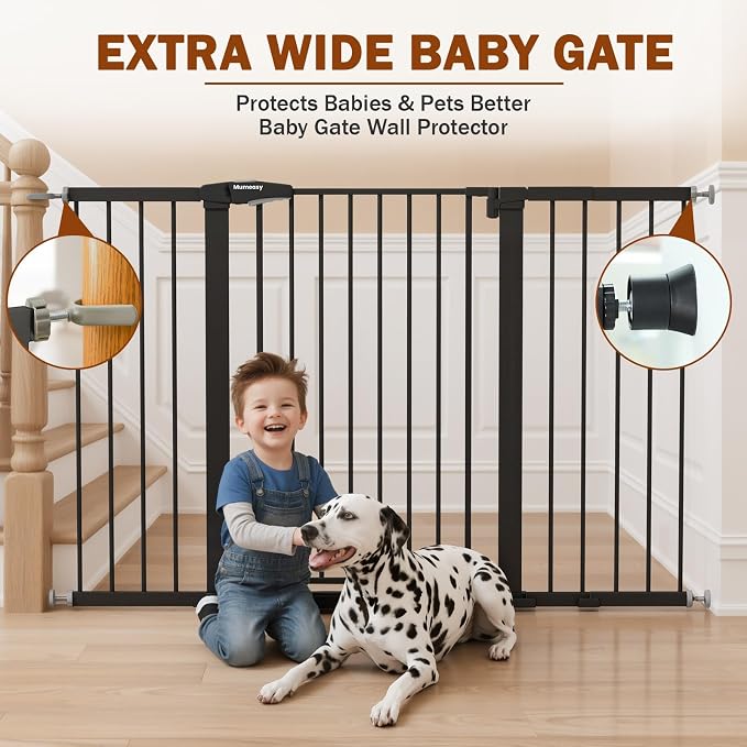 Mumeasy 29.7-57" Extra Wide Baby Gate, Auto Close Large Dog Gate - Image 3