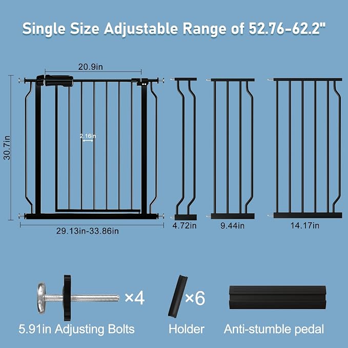 ALLAIBB Extra Wide Pressure Mount Baby Gate Auto Close Black Metal Child Dog - Image 4
