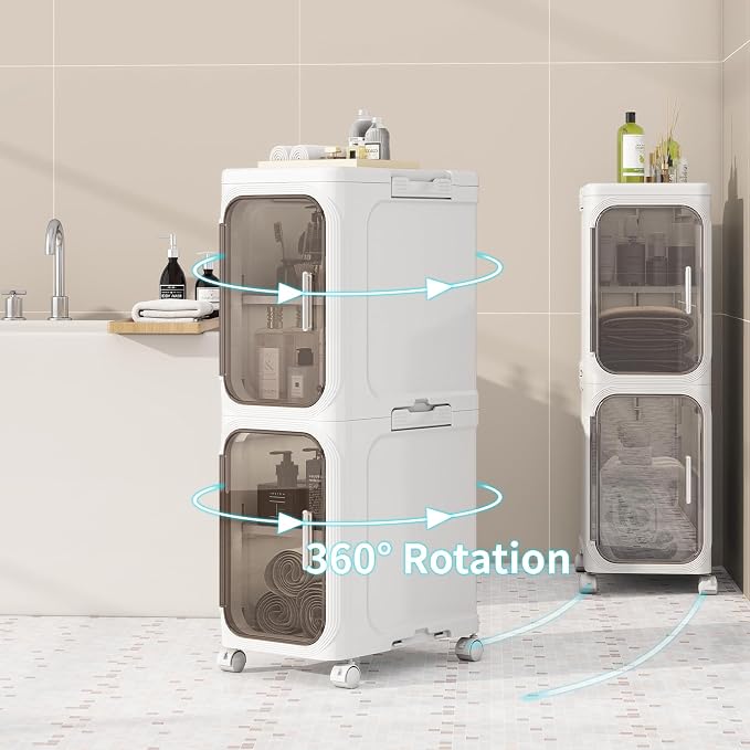 KHNR 3-Tiers Slim Bathroom Storage Cabinet, Foldable Storage Cabinets, Narrow - Image 6