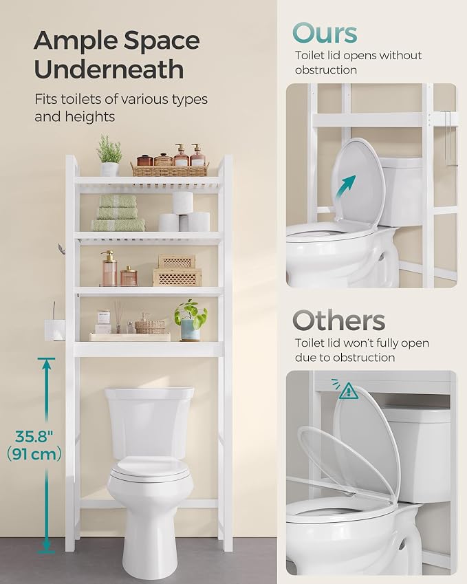 SONGMICS Over The Toilet Storage, 4-Tier Over Toilet Bathroom Organizer - Image 7