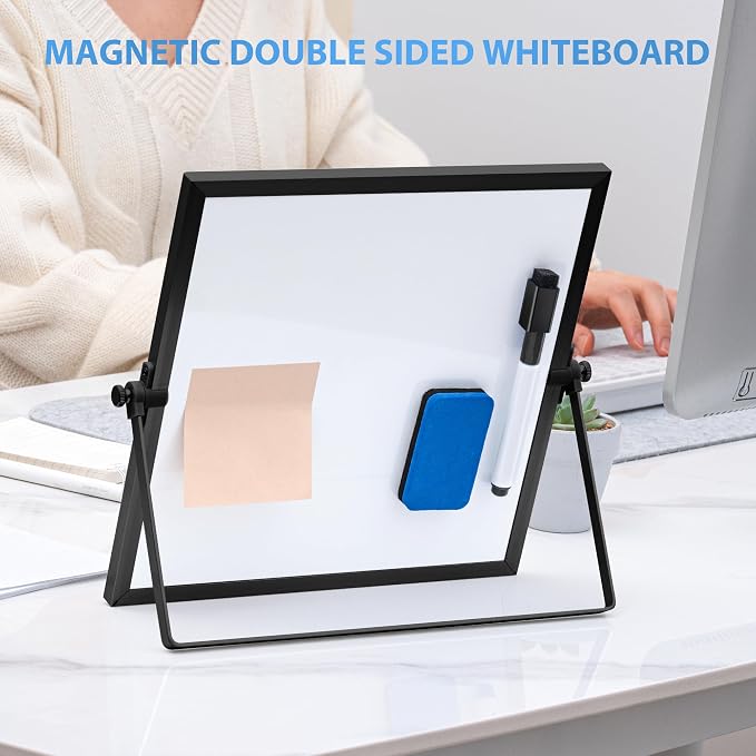 ARCOBIS Small WhiteBoard with Stand 10" X 10", Magnetic Double-Sided Dry Erase - Image 6