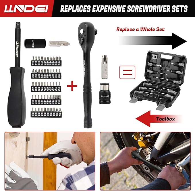 LLNDEI 1/4 & 3/8 Inch Drive Impact Socket Set, 186 Pieces Metric and Standard - Image 7