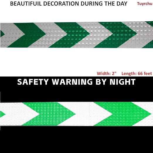 Reflective Tape Green and White 2 inch X 66 feet, Outdoor Waterproof Hazard - Image 3