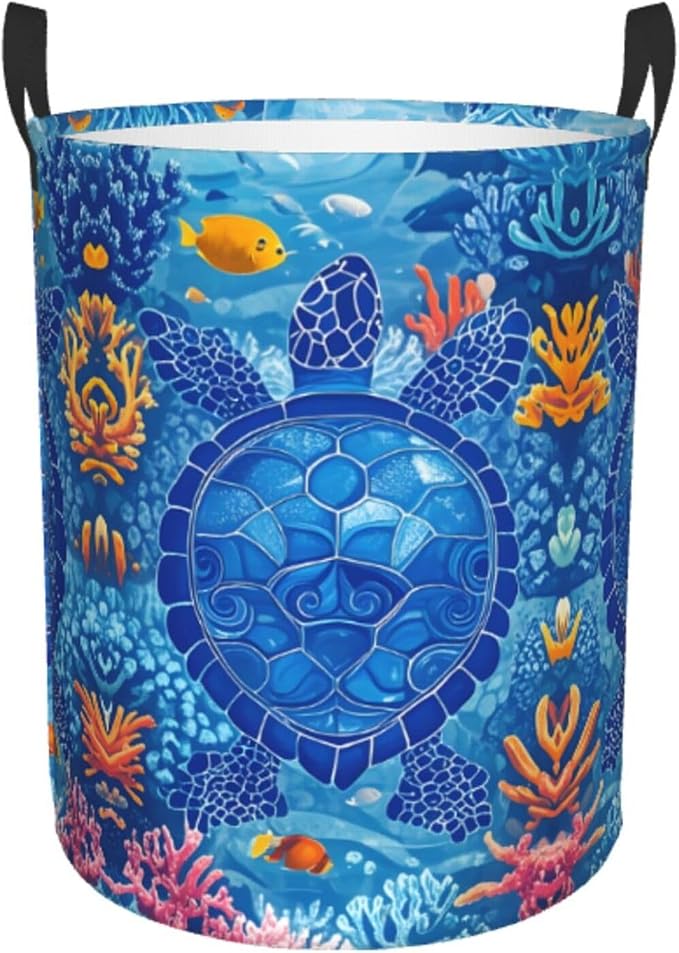 Laundry Basket Turtles Collapsible Large Capacity, 63L Dirty clothes basket by Unknown