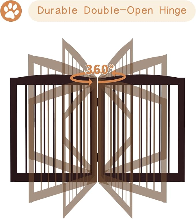 Freestanding Pet Gate for Dogs, Foldable Wooden Dog Gate for House, Indoor Pet - Image 6
