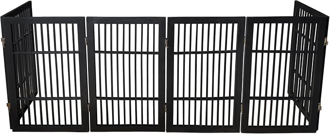 Pet Dog Gate Strong and Durable Freestanding Folding Acacia Hardwood Portable - Image 7