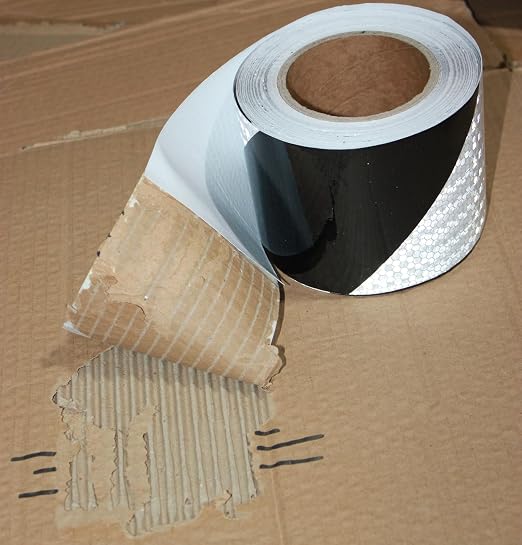 Black White Reflective Tape 4 inch X 166 feet, Outdoor Waterproof Hazard - Image 2