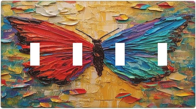 Light Switch Covers Colorful Butterfly Animal Insects Wall Art Abstract Quad by LightSwitchCover
