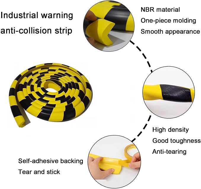 Wall Edge Corner Guards, 196.9in/5m Yellow Black Safety Bumpers, Self-Adhesive - Image 5