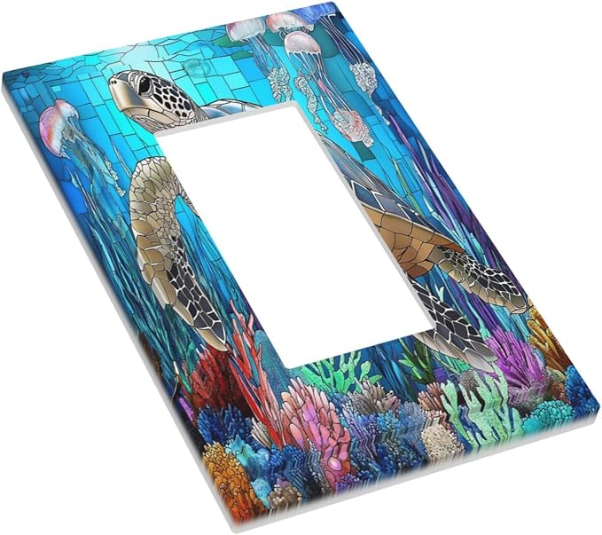 Decorative Outlet Covers Nautical Sea Turtle Coral Jellyfish 1 Gang Single - Image 3