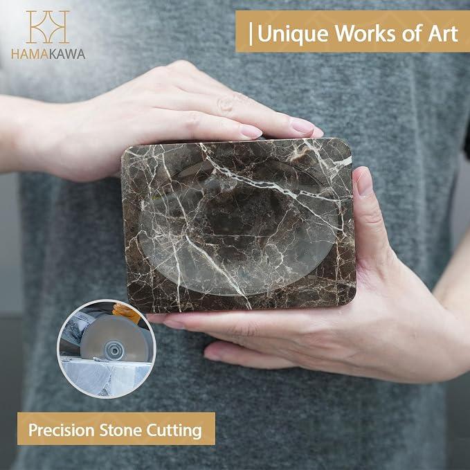 Natural Marble Soap Dish, Emperador Dark Rectangle Jewelry Dish, Dark Brown - Image 8