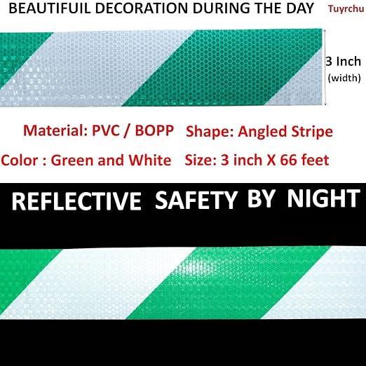 Green and White Reflective Tape Outdoor Waterproof 3 inch X 66 feet, High - Image 3