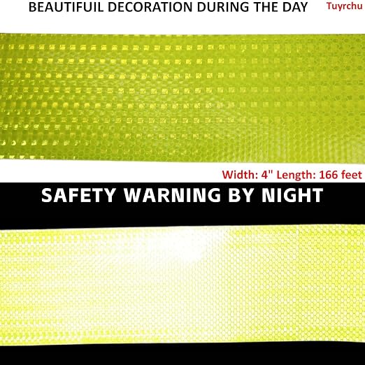 Industrial Reflective Tape Fluorescent Yellow 4 inch Wide, Outdoor Waterproof - Image 3