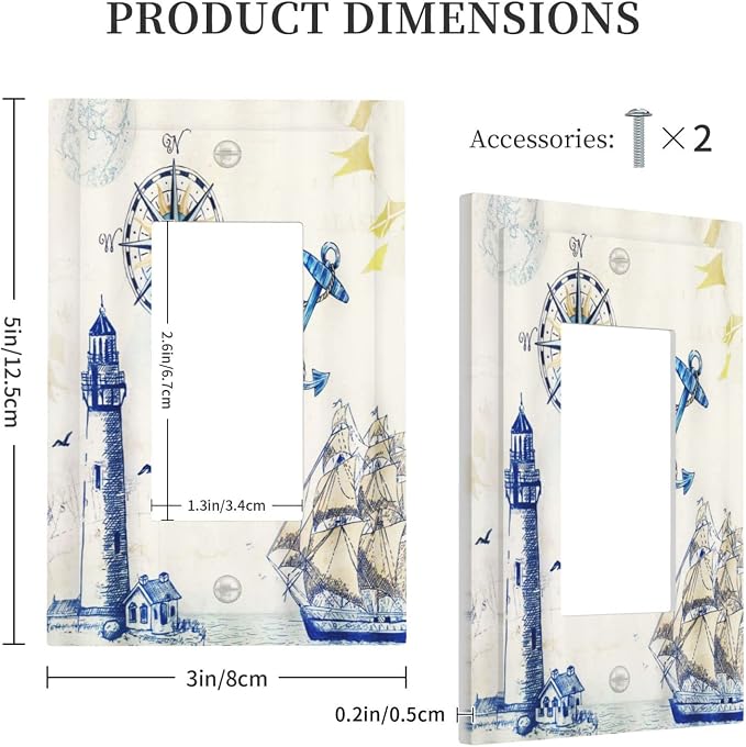 Nautical Sailboat Lighthouse Compass Anchor Single Rocker Light Switch Cover 1 - Image 5