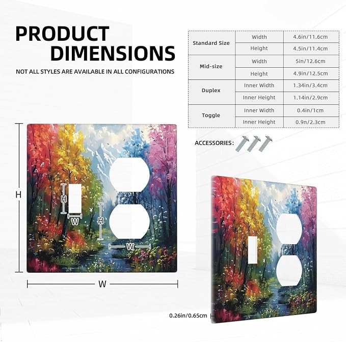 Colorful Forest Snow Mountain River Oil Painting Style Wallplates 1 Toggle 1 - Image 5