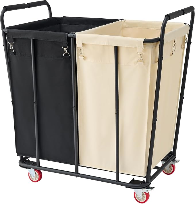 Hoctieon 2 Section Laundry Sorter Cart, 400L Rolling Hamper by Hoctieon