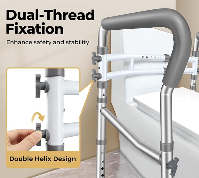 Toilet Safety Rails for Seniors, Adjustable Toilet Safety Frame Handles Fits - Image 2