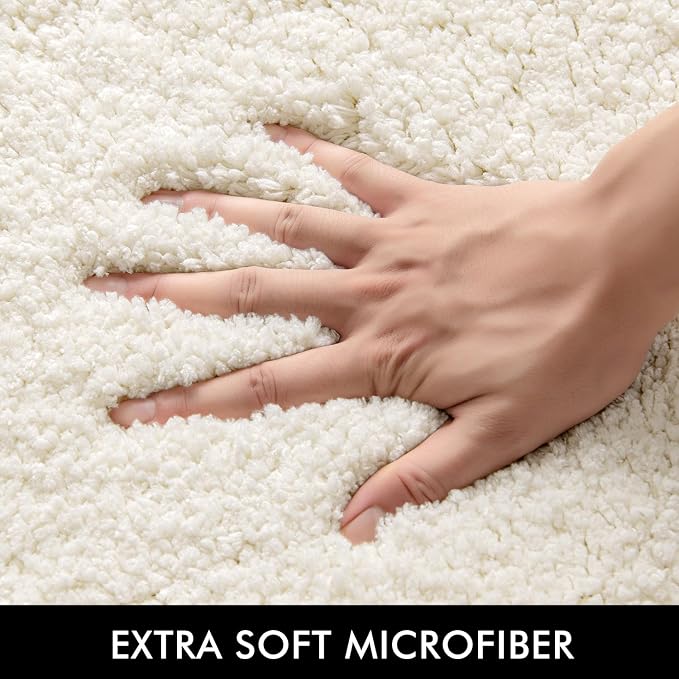 MIULEE Microfiber Toilet Bath Mat U-Shaped Contour Shaggy Bathroom Rugs Non - Image 2