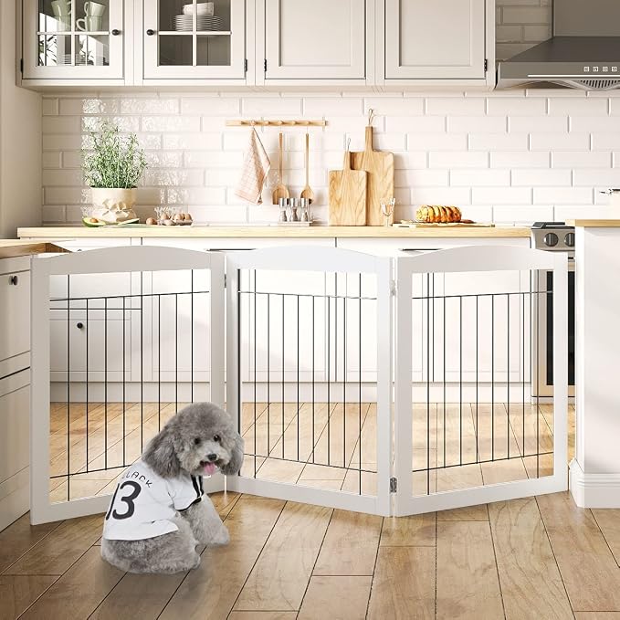 PAWLAND Extra Wide Dog gate for The House, Freestanding Foldable Wire Pet Gate - Image 2